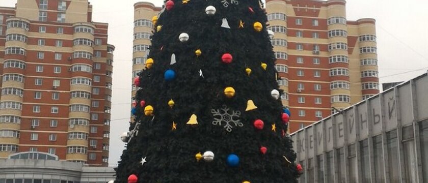 Новогодняя ель на Первомайской площади, Ивантеевка, Московская область