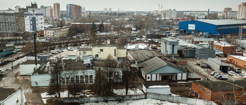 Промышленная зона, ивантеевский хлебозавод, вид сверху, Московская область