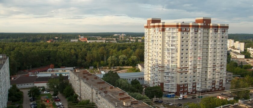 Новостройка рядом с лесом, вид сверху, Ивантеевка, Подмосковье